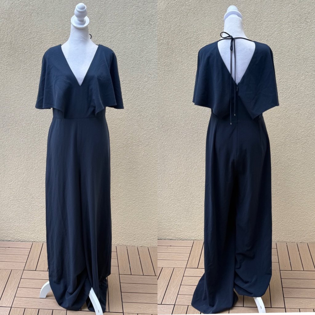 Halston Heritage Navy Blue Cap Sleeves Jumpsuit Romper